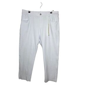 Yelete White Cropped High Rise Jeggings Twill Pull On L/Xl NWT